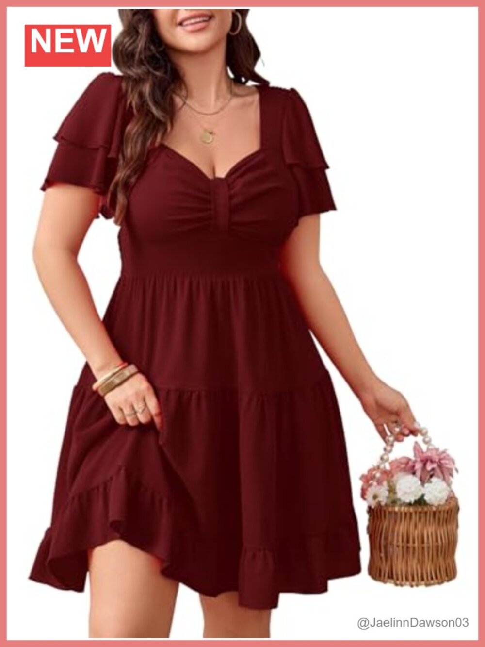 Plus Size A-Line Mini Cocktail Party Dress Ruffle Sleeve